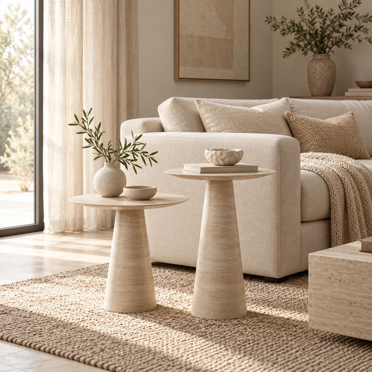 Table d’appoint en Travertin