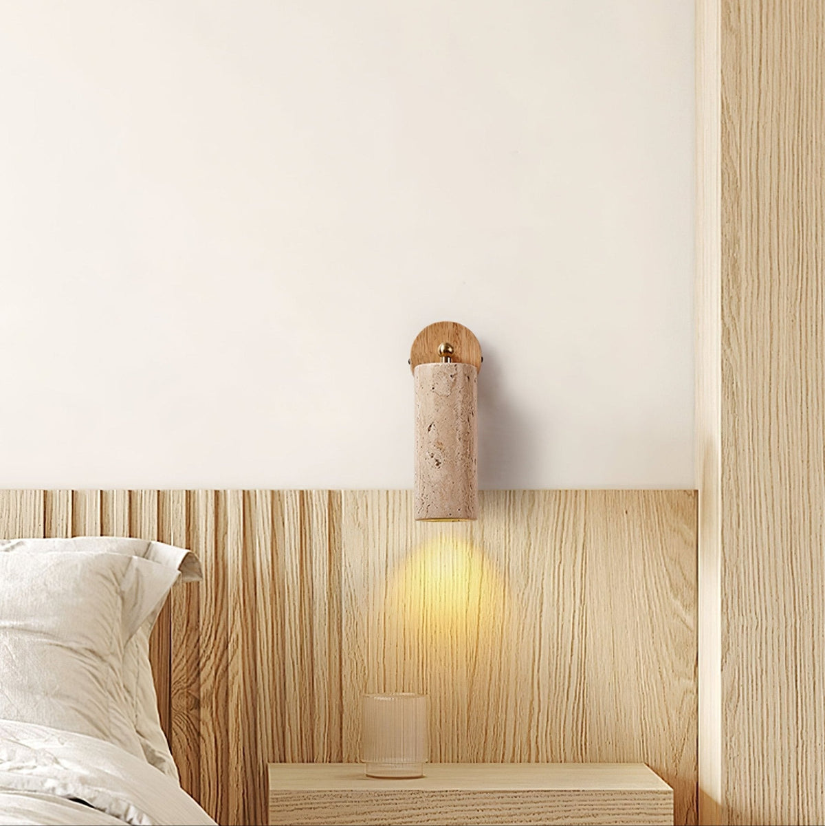 Aeris – Applique murale minimaliste en travertin naturel-Galerie Pietra