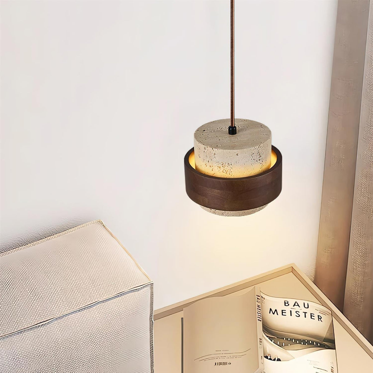 Alba – Suspension en travertin naturel-Galerie Pietra