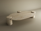 Albaia – Table basse ovale en travertin naturel avec base cylindrique-Galerie Pietra