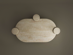 Albaia – Table basse ovale en travertin naturel avec base cylindrique-Galerie Pietra