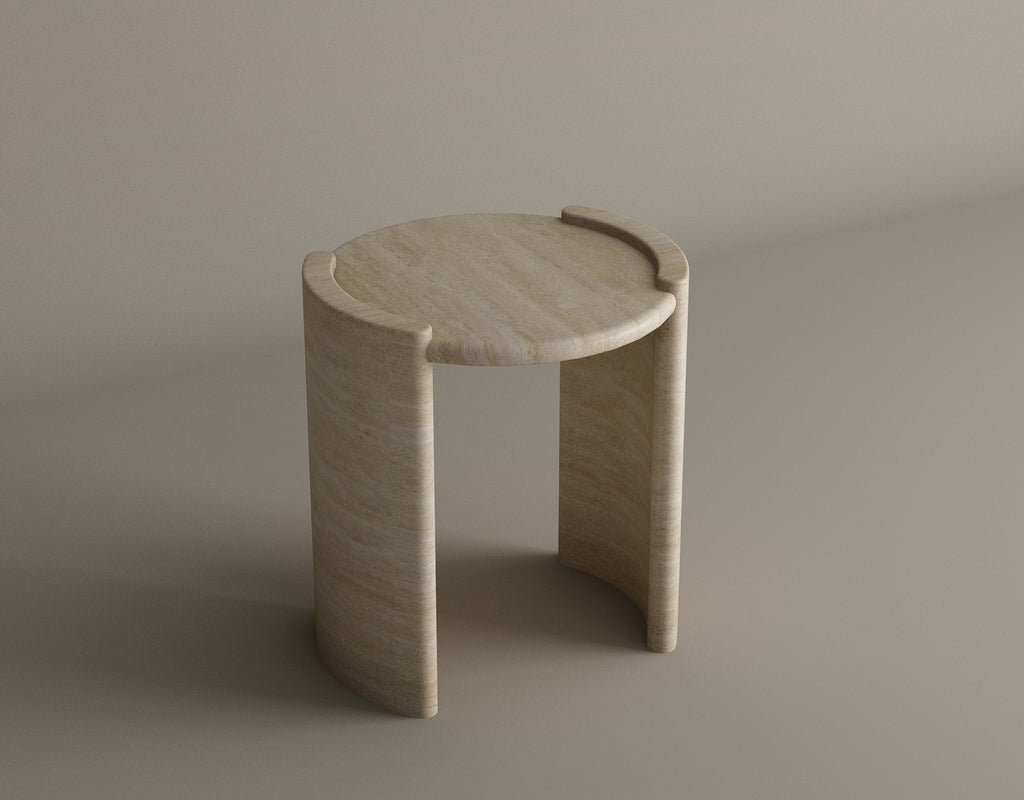 Arca – Table d’appoint courbée en travertin naturel-Galerie Pietra