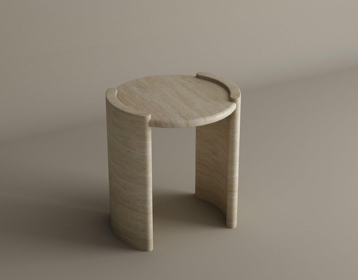 Arca – Table d’appoint courbée en travertin naturel-Galerie Pietra