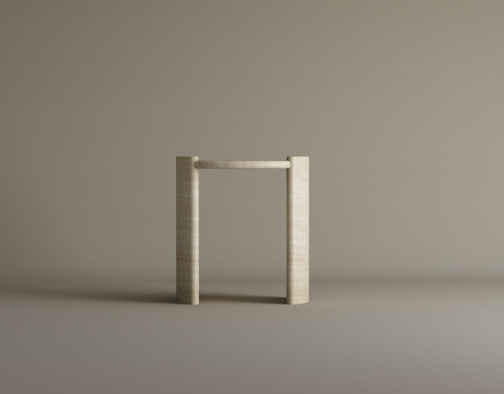 Arca – Table d’appoint courbée en travertin naturel-Galerie Pietra