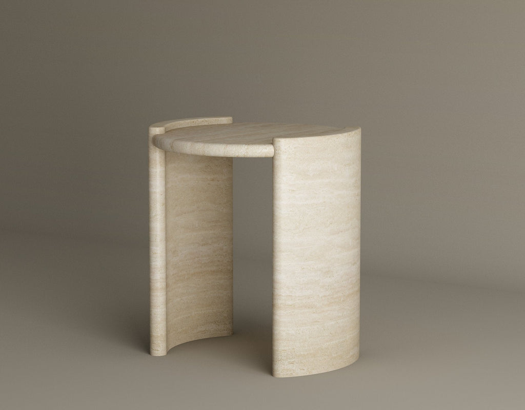 Arca – Table d’appoint courbée en travertin naturel-Galerie Pietra