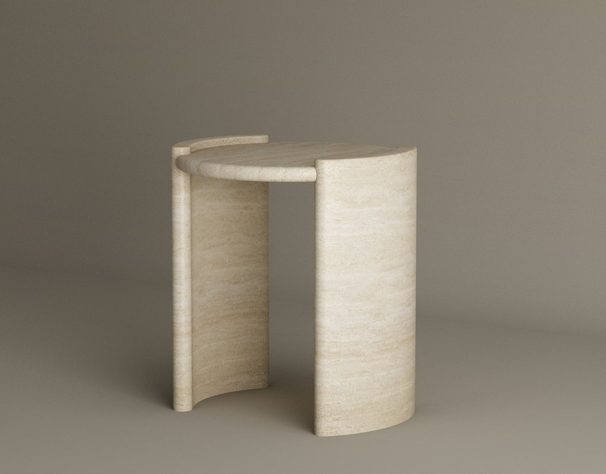Arca – Table d’appoint courbée en travertin naturel-Galerie Pietra