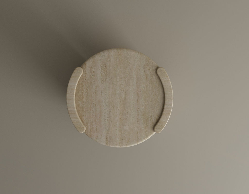 Arca – Table d’appoint courbée en travertin naturel-Galerie Pietra