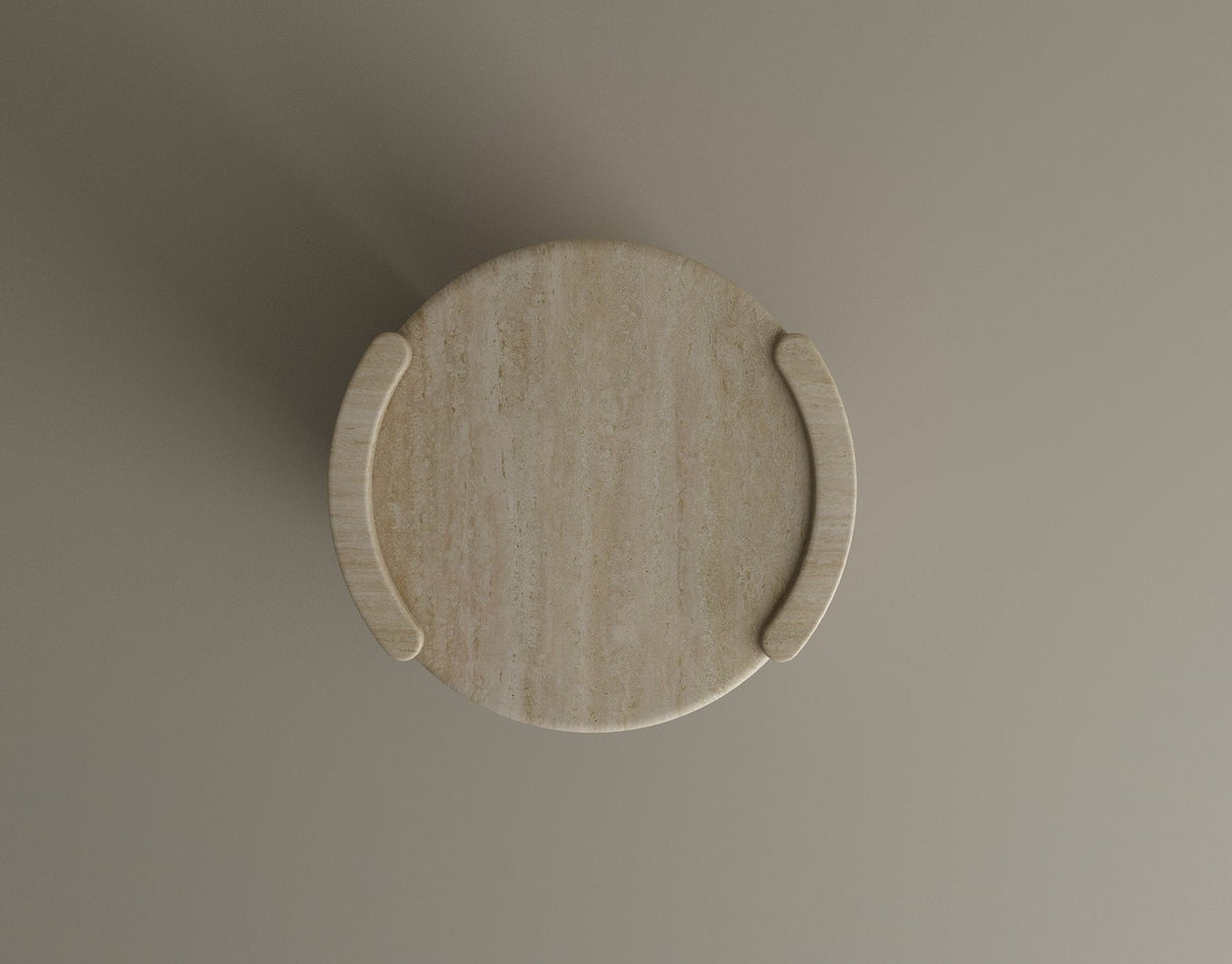 Arca – Table d’appoint courbée en travertin naturel-Galerie Pietra