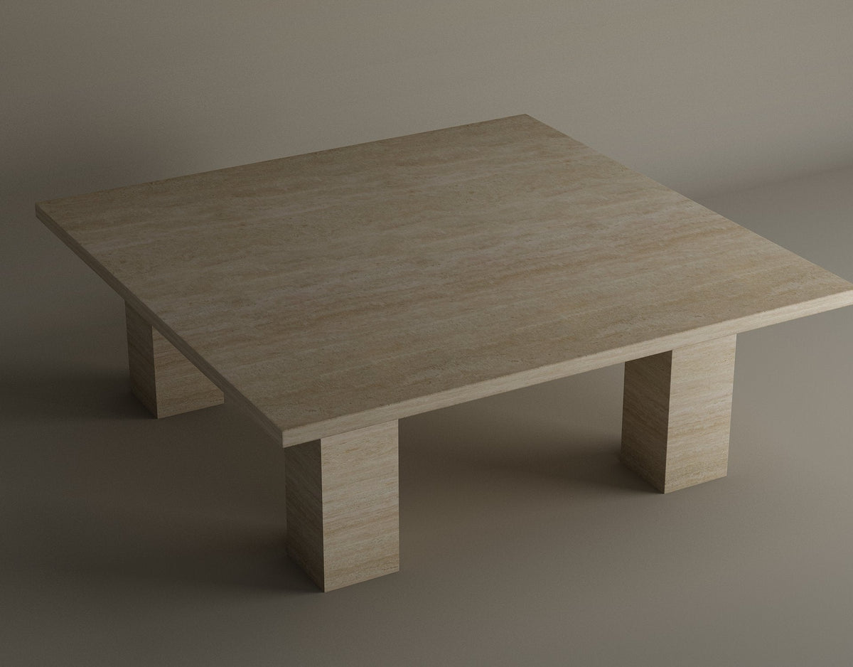 Aroa – Table basse organique en travertin naturel finition pierre-Galerie Pietra