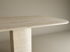 Aurel – Table à manger rectangulaire en travertin naturel avec piètement incliné-Galerie Pietra