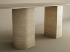 Aurel – Table à manger rectangulaire en travertin naturel avec piètement incliné-Galerie Pietra