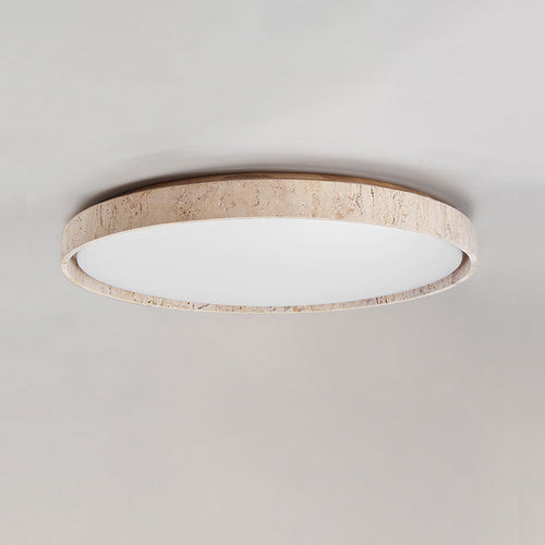 Aurelia – Plafonnier rond minimaliste en travertin naturel-Galerie Pietra