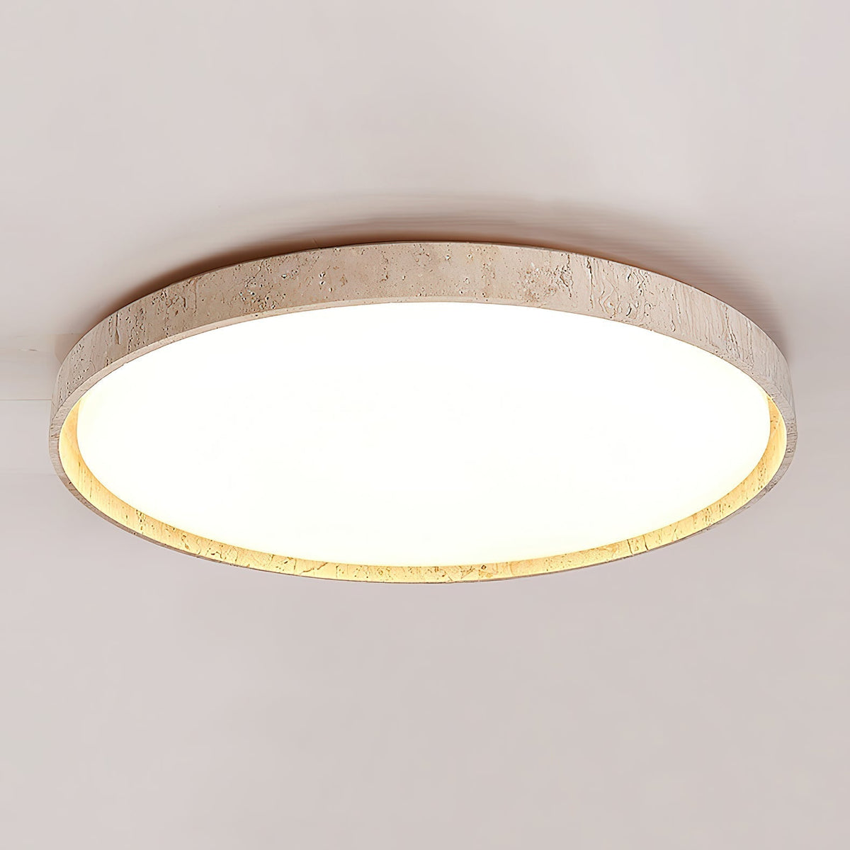 Aurelia – Plafonnier rond minimaliste en travertin naturel-Galerie Pietra