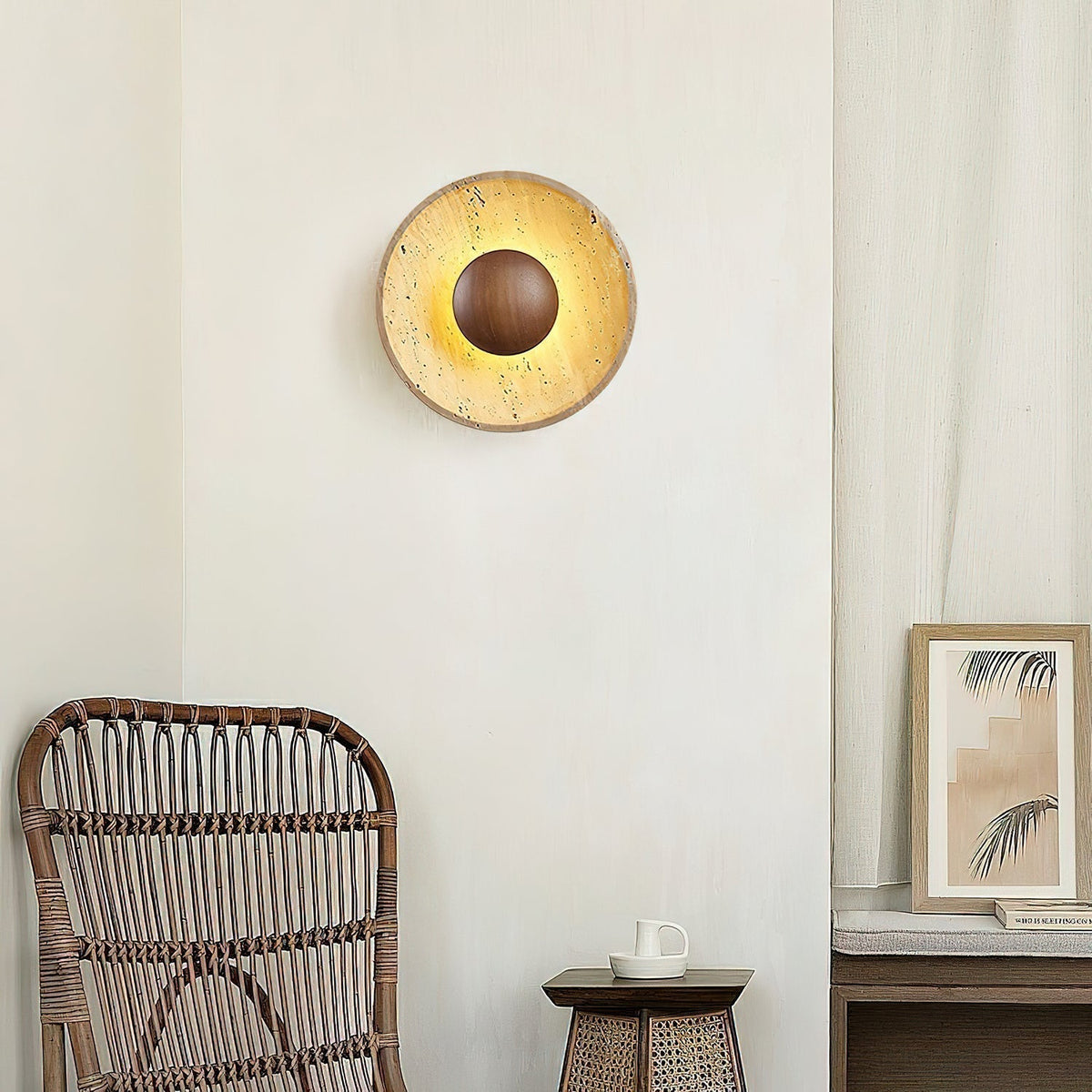 Avel – Applique murale minimaliste en travertin naturel-Galerie Pietra