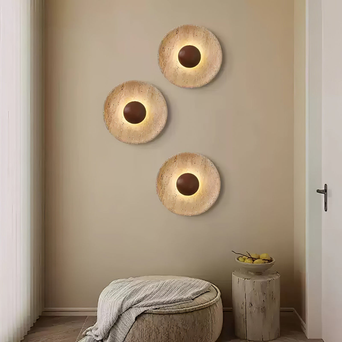 Avel – Applique murale minimaliste en travertin naturel-Galerie Pietra