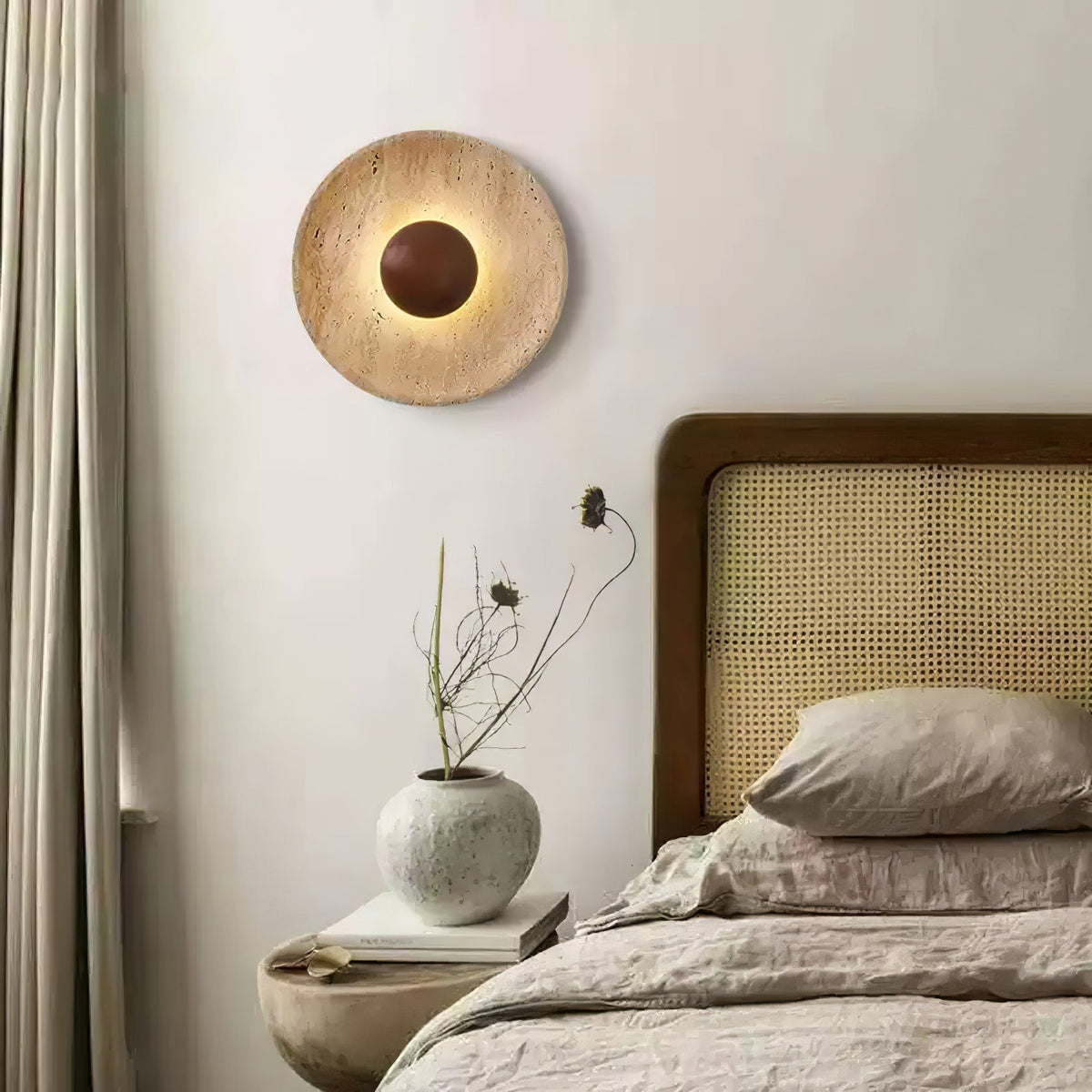 Avel – Applique murale minimaliste en travertin naturel-Galerie Pietra