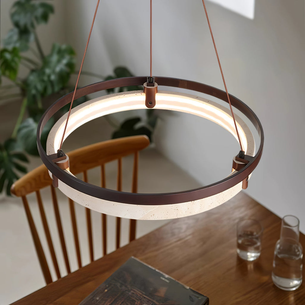 Avela – Suspension moderne en travertin naturel-Galerie Pietra