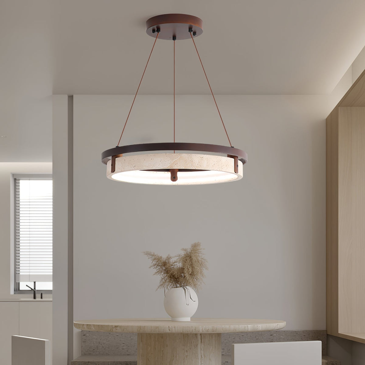 Avela – Suspension moderne en travertin naturel-Galerie Pietra