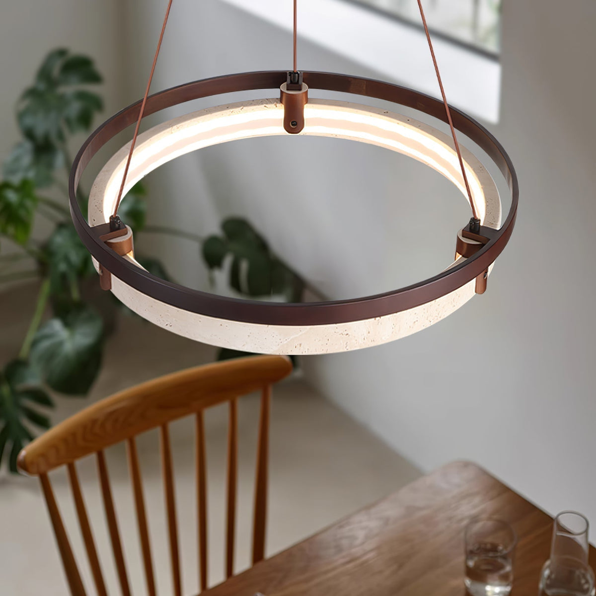 Avela – Suspension moderne en travertin naturel-Galerie Pietra