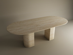 Avena – Table à manger ovale en travertin naturel avec piètement incliné-Galerie Pietra