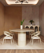 Avena – Table à manger ovale en travertin naturel avec piètement incliné-Galerie Pietra