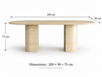 Avena – Table à manger ovale en travertin naturel avec piètement incliné-Galerie Pietra