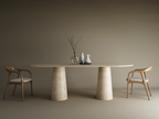 Calia – Table à manger ovale en travertin naturel avec piètement conique-Galerie Pietra