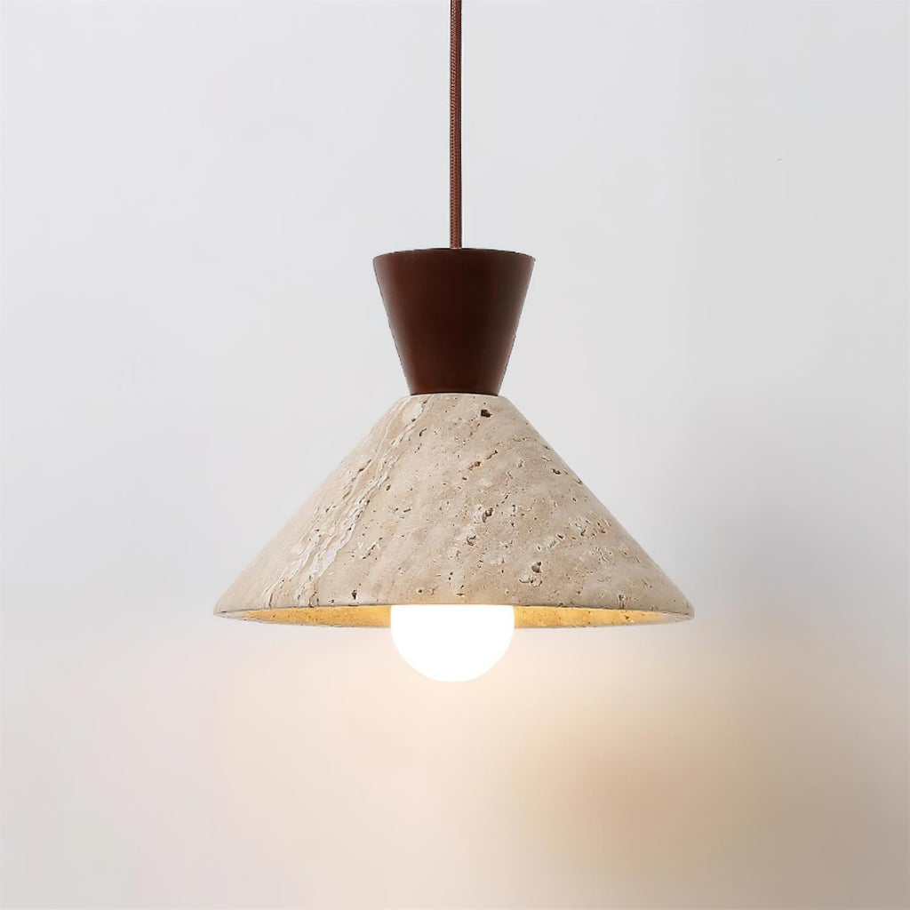 Capella – Suspension en travertin naturel forme chapeau-Galerie Pietra