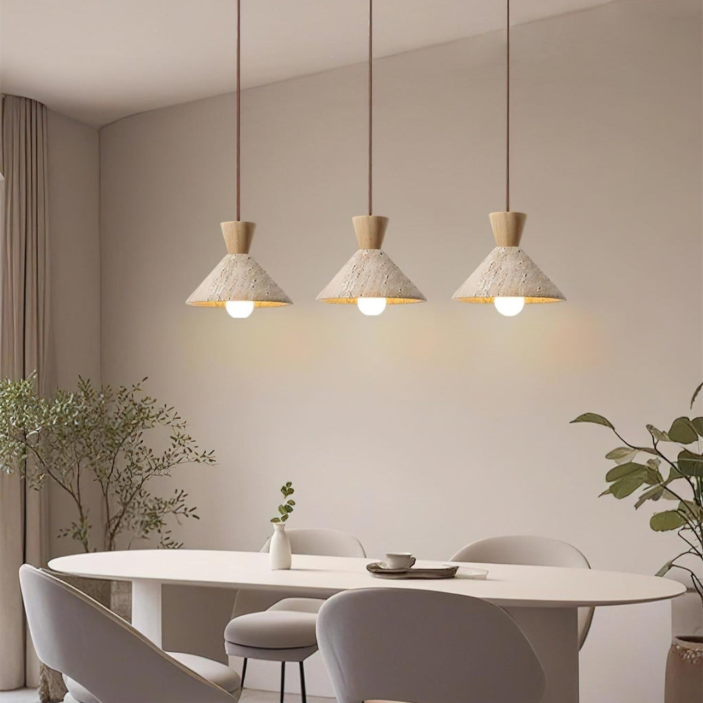 Capella – Suspension en travertin naturel forme chapeau-Galerie Pietra