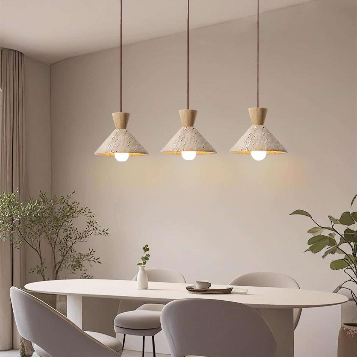 Capella – Suspension en travertin naturel forme chapeau-Galerie Pietra
