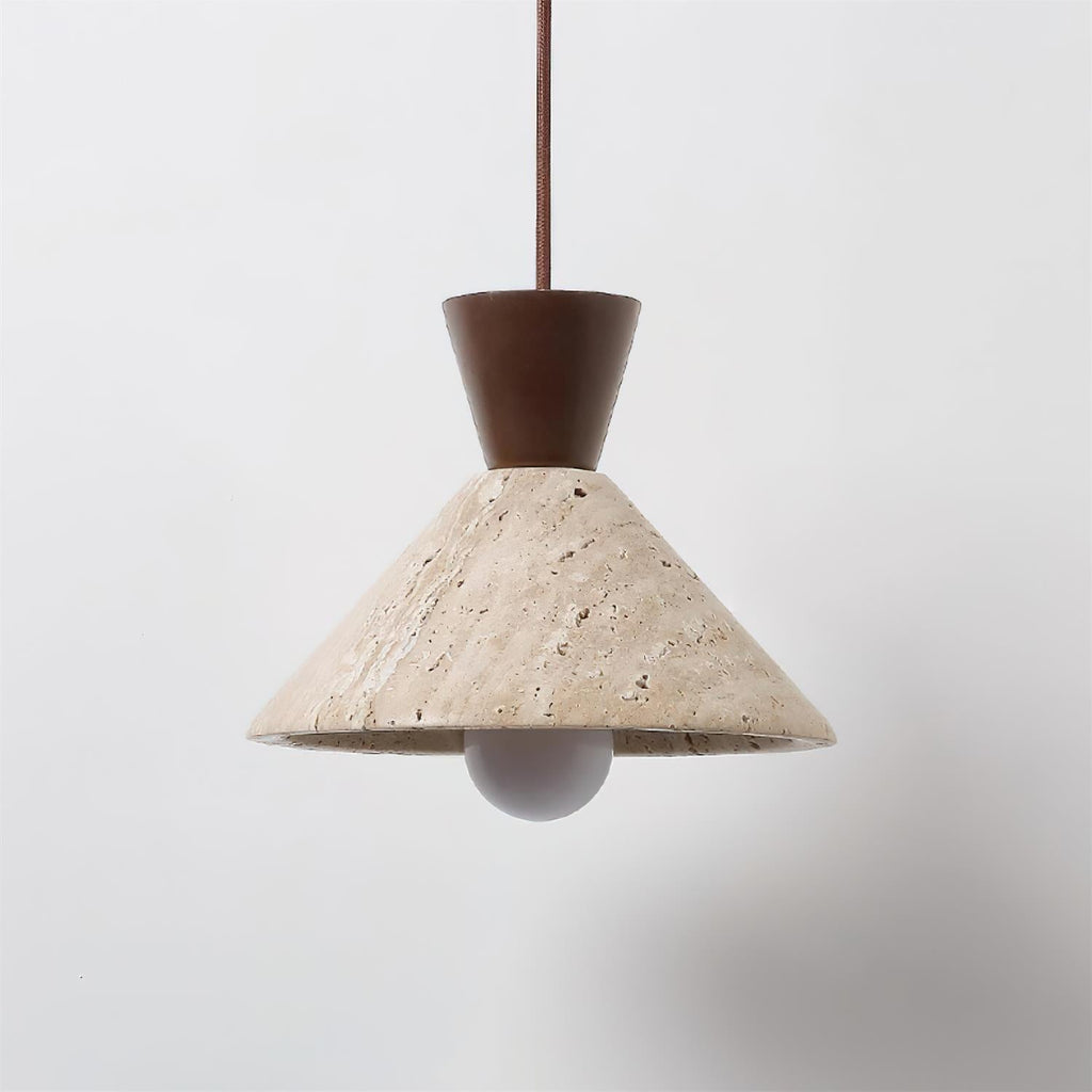 Capella – Suspension en travertin naturel forme chapeau-Galerie Pietra