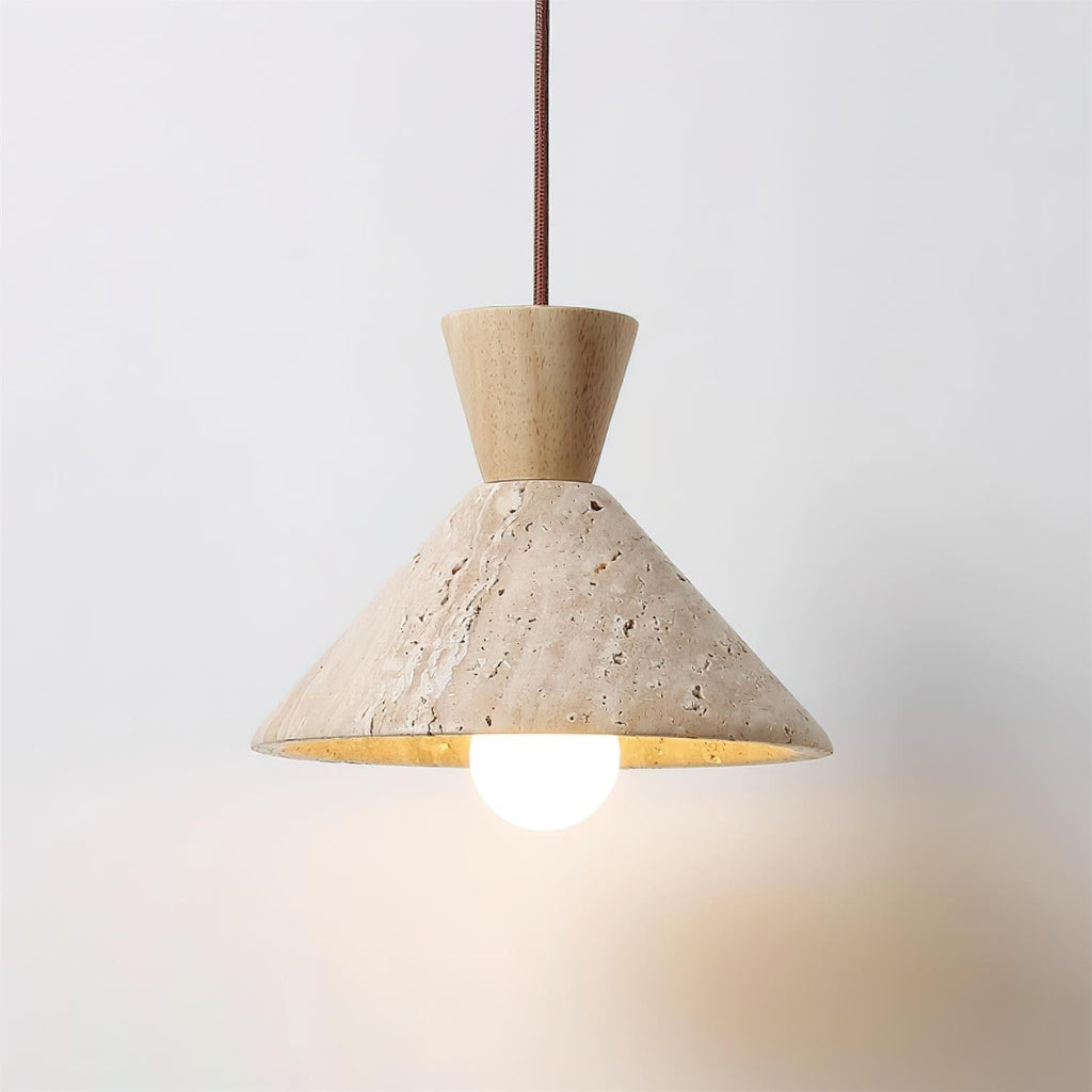 Capella – Suspension en travertin naturel forme chapeau-Galerie Pietra