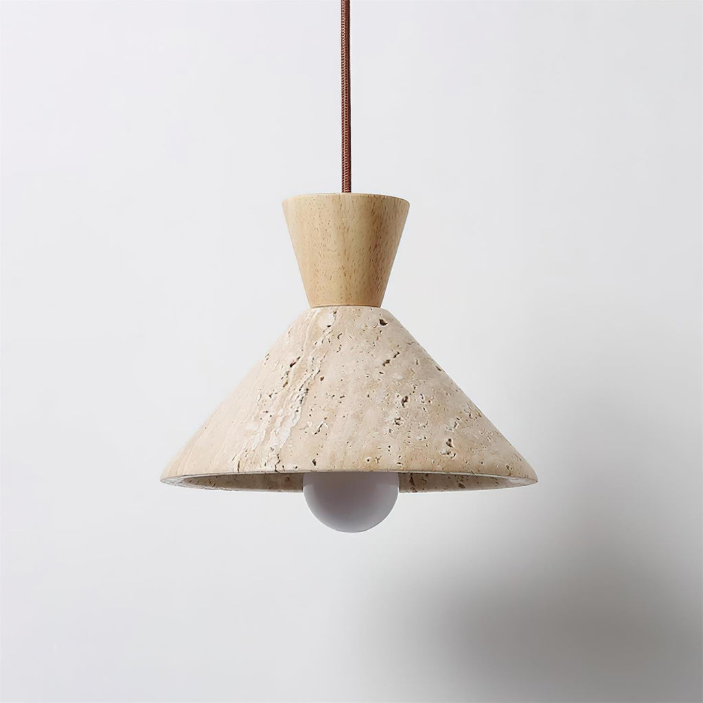 Capella – Suspension en travertin naturel forme chapeau-Galerie Pietra