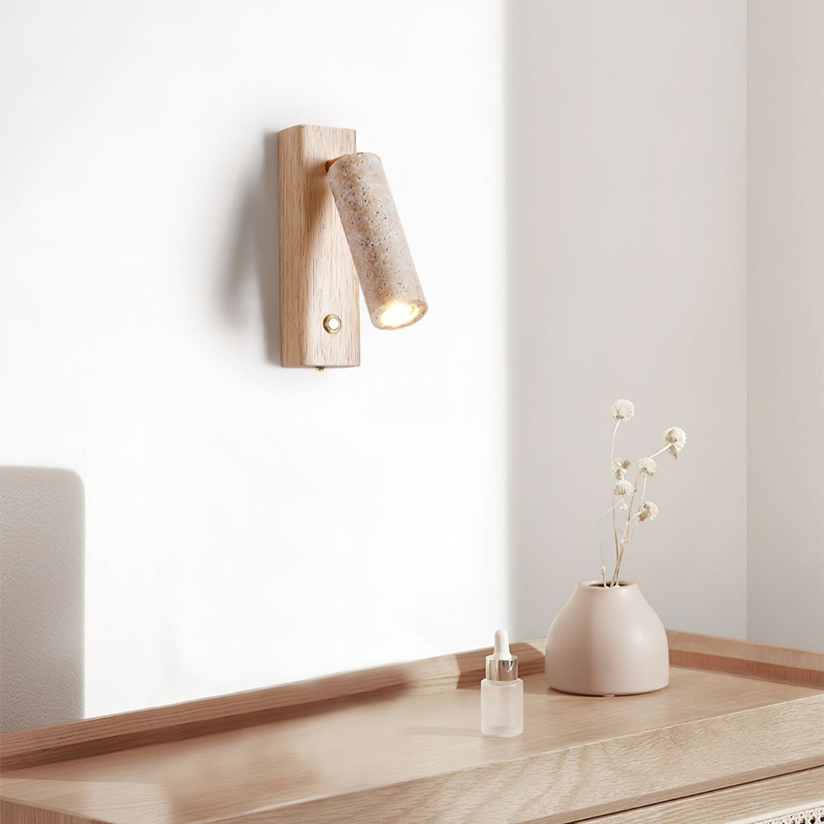 Cylia – Applique murale cylindrique en travertin naturel-Galerie Pietra