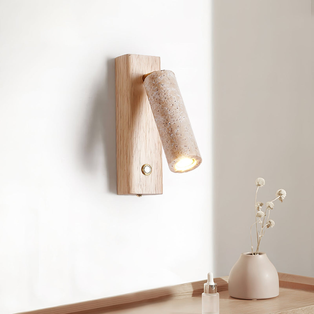 Cylia – Applique murale cylindrique en travertin naturel-Galerie Pietra
