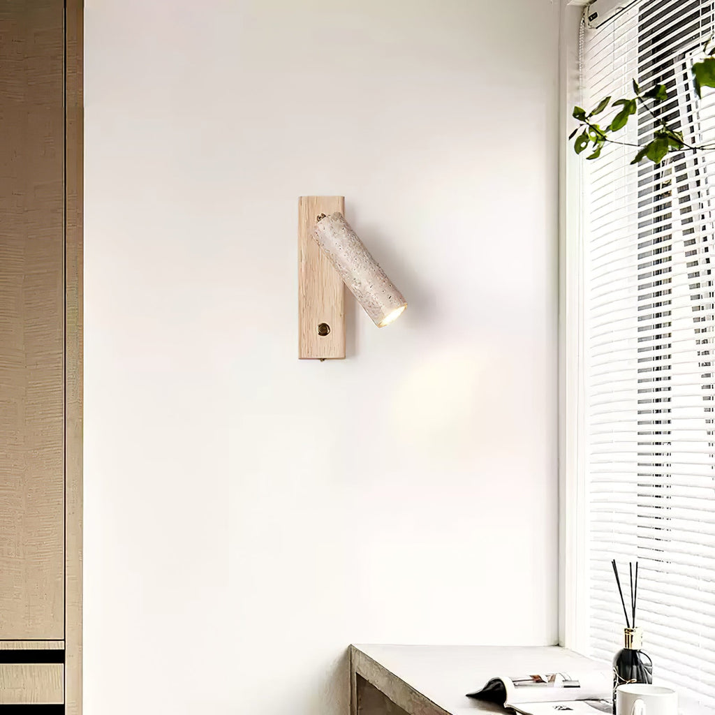 Cylia – Applique murale cylindrique en travertin naturel-Galerie Pietra