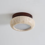 Dona – Mini plafonnier rond en travertin naturel-Galerie Pietra