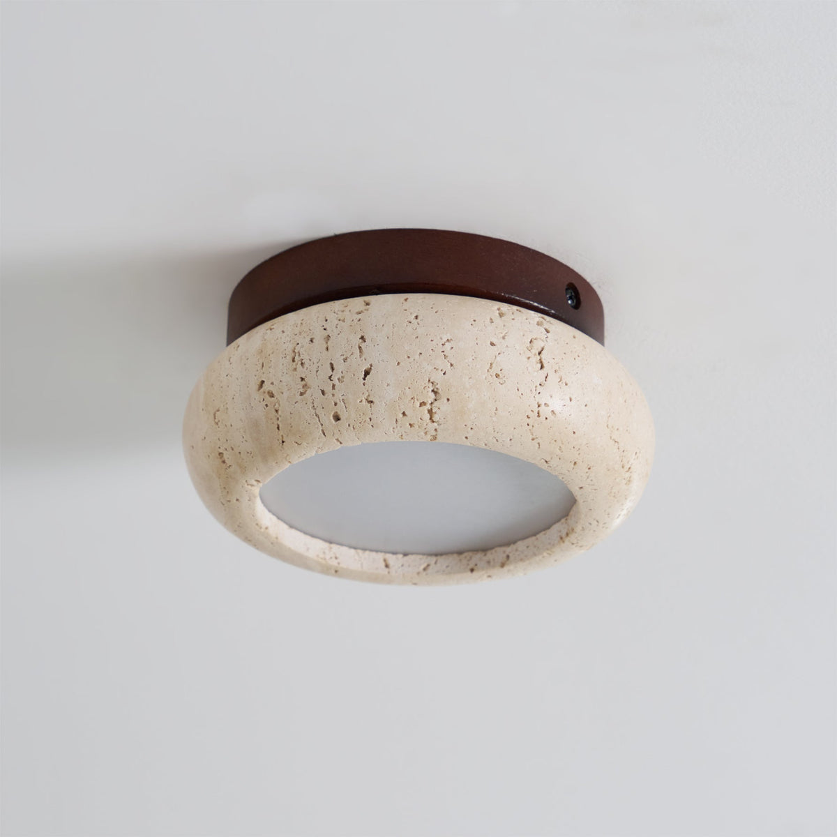 Dona – Mini plafonnier rond en travertin naturel-Galerie Pietra