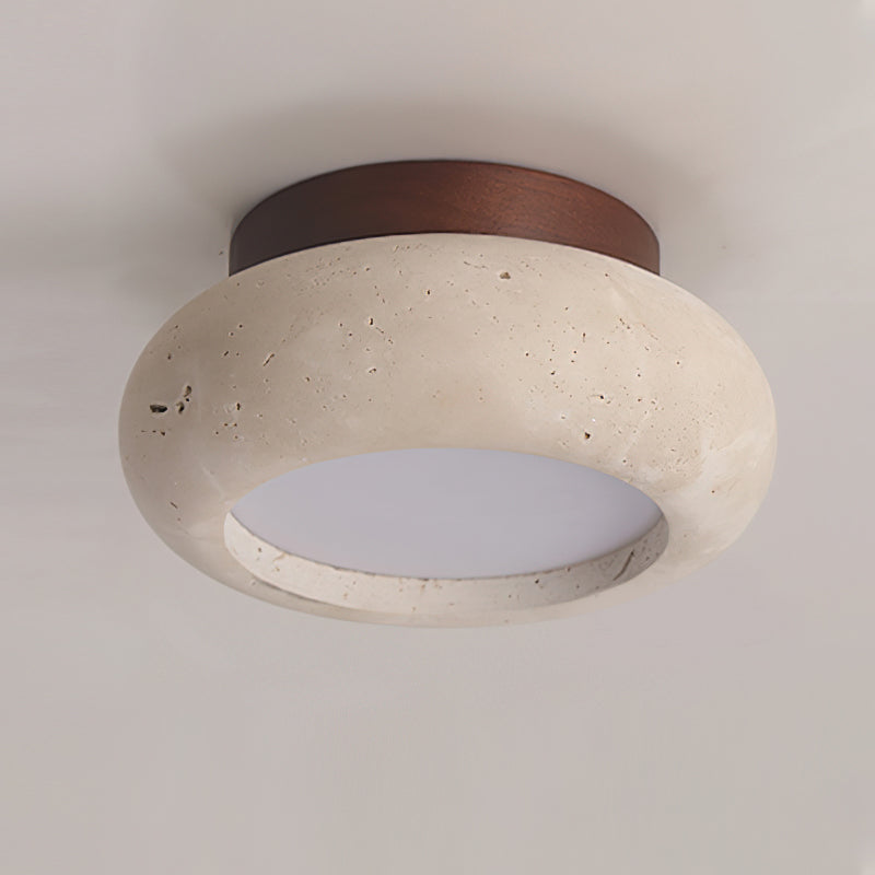 Dona – Mini plafonnier rond en travertin naturel-Galerie Pietra