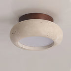 Dona – Mini plafonnier rond en travertin naturel-Galerie Pietra