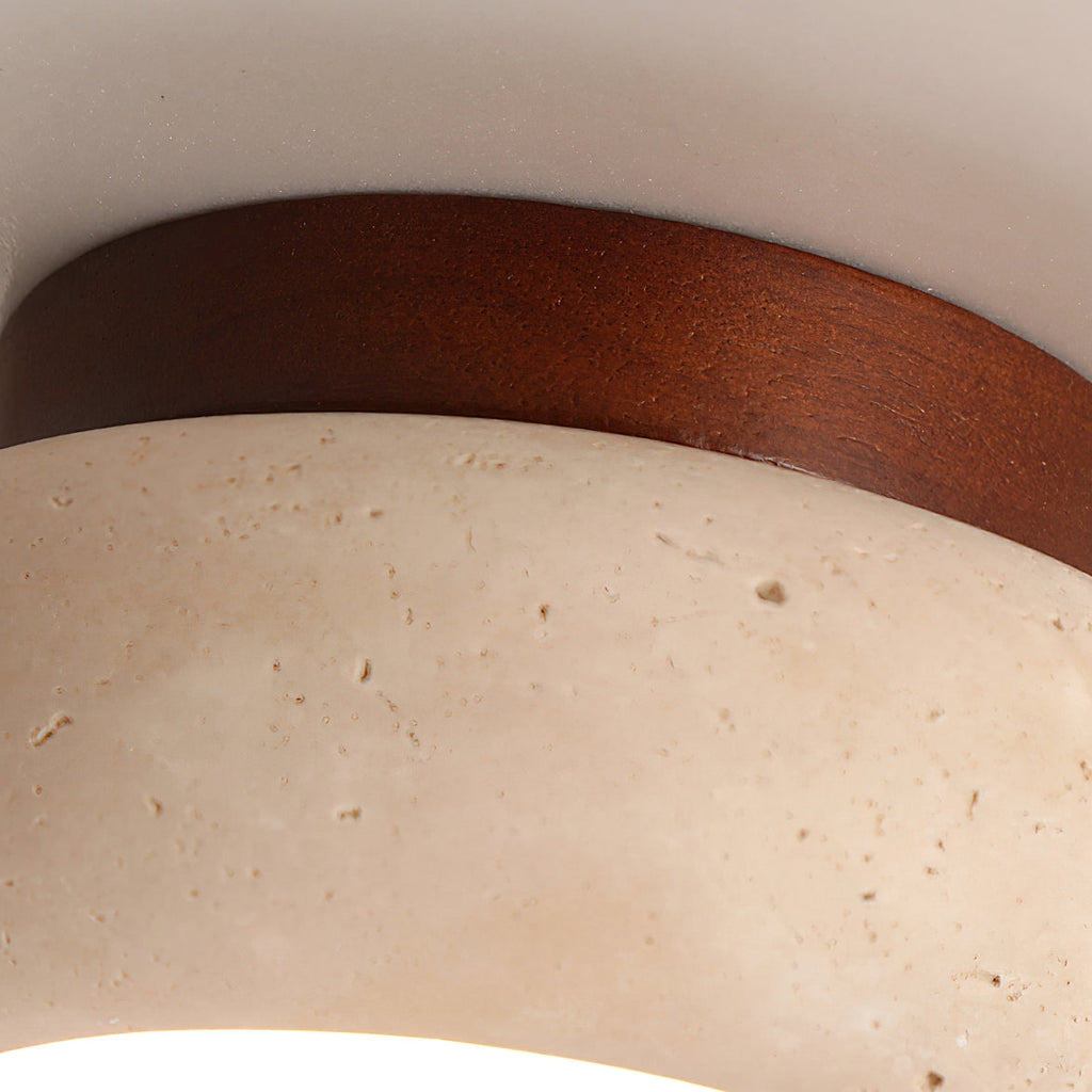 Dona – Mini plafonnier rond en travertin naturel-Galerie Pietra