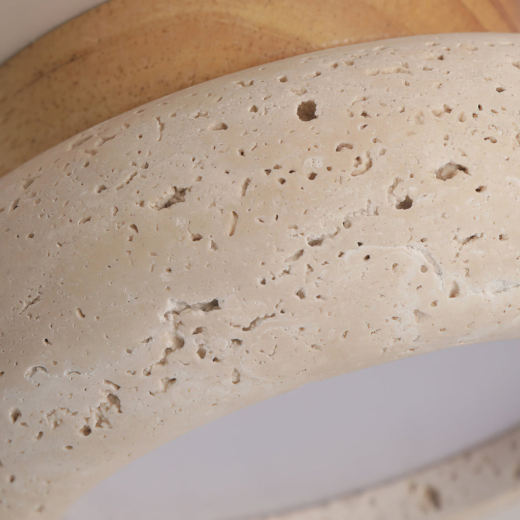 Dona – Mini plafonnier rond en travertin naturel-Galerie Pietra