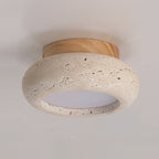 Dona – Mini plafonnier rond en travertin naturel-Galerie Pietra