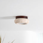 Dona – Mini plafonnier rond en travertin naturel-Galerie Pietra