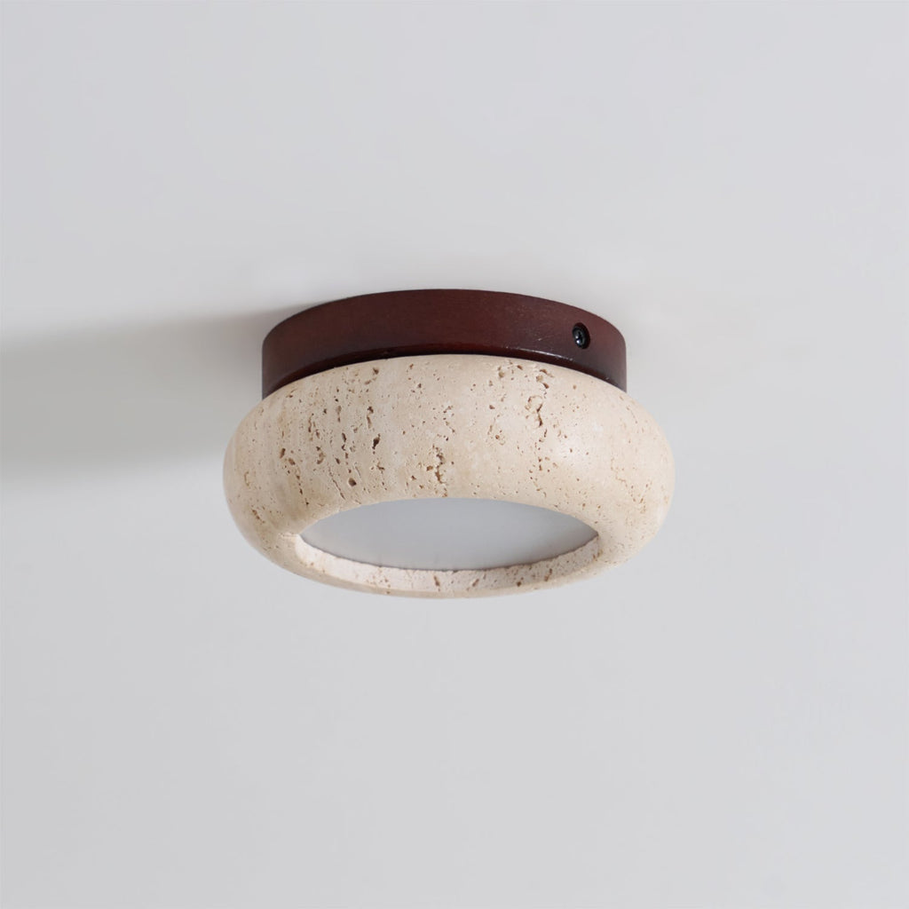 Dona – Mini plafonnier rond en travertin naturel-Galerie Pietra