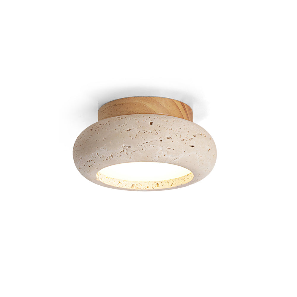 Dona – Mini plafonnier rond en travertin naturel-Galerie Pietra