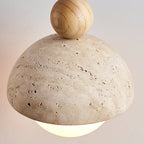 Doria – Suspension en verre avec dôme en travertin naturel-Galerie Pietra