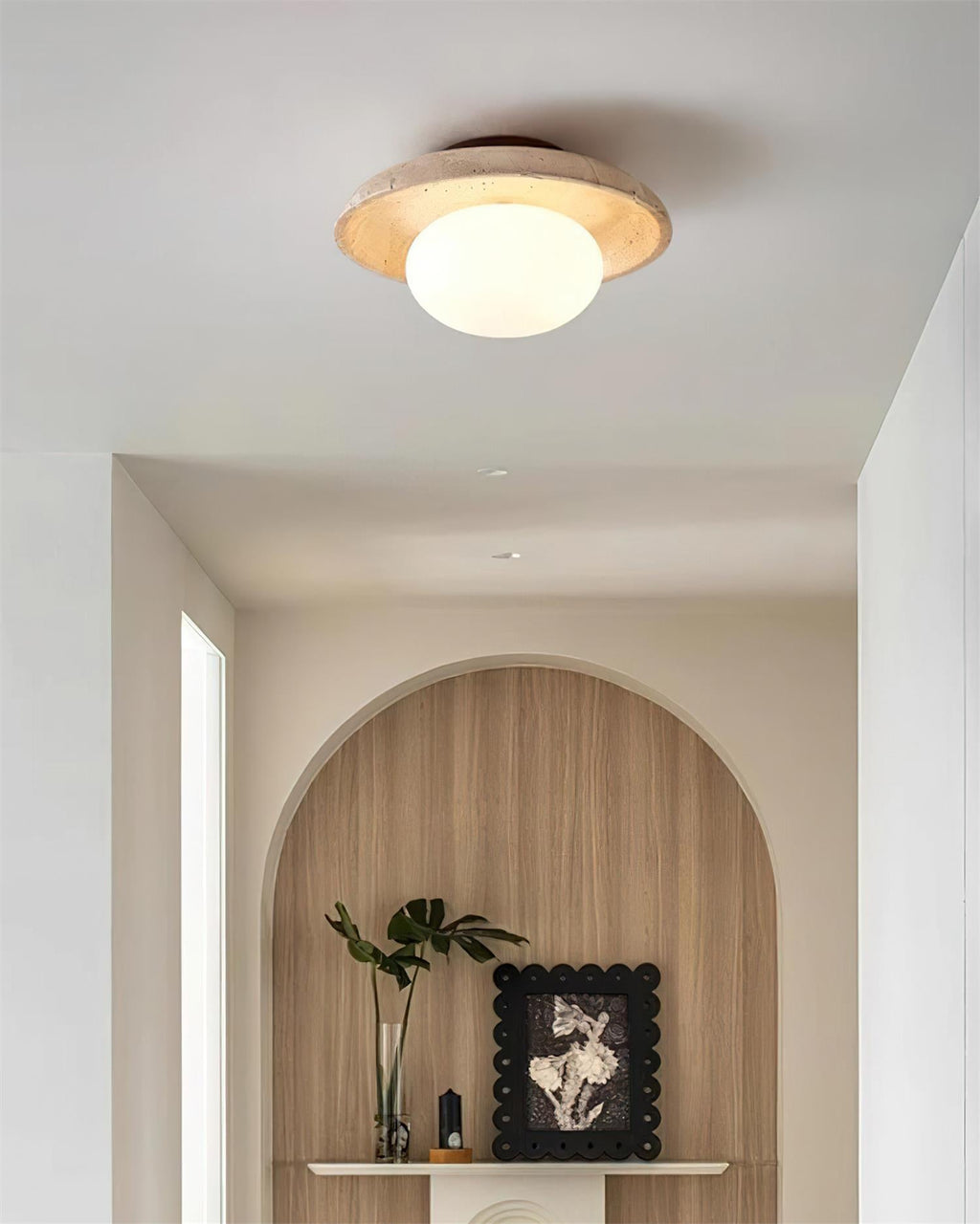 Eira – Plafonnier minimaliste en travertin naturel-Galerie Pietra