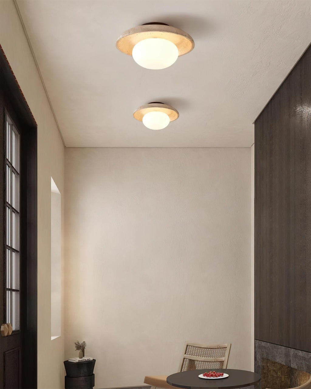 Eira – Plafonnier minimaliste en travertin naturel-Galerie Pietra