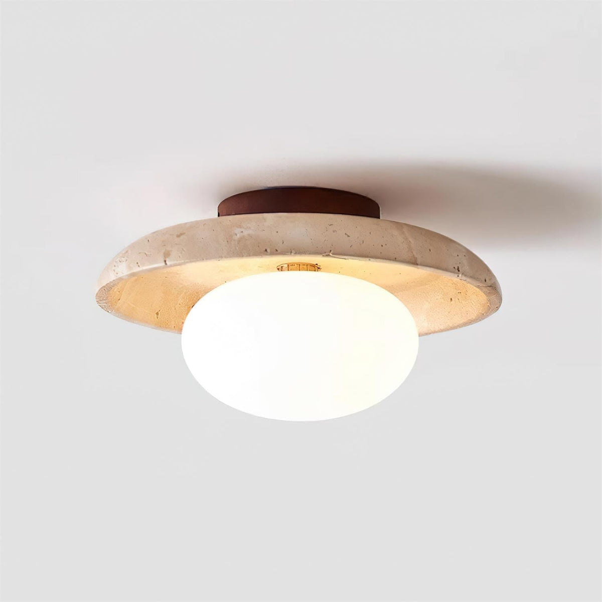 Eira – Plafonnier minimaliste en travertin naturel-Galerie Pietra